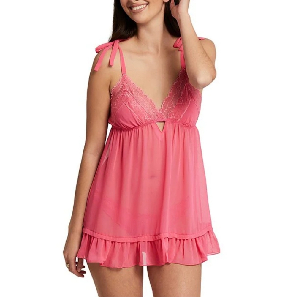 Rya Collection Dahlia Chiffon Babydoll & Ruffled-Edged Bikini Panty
